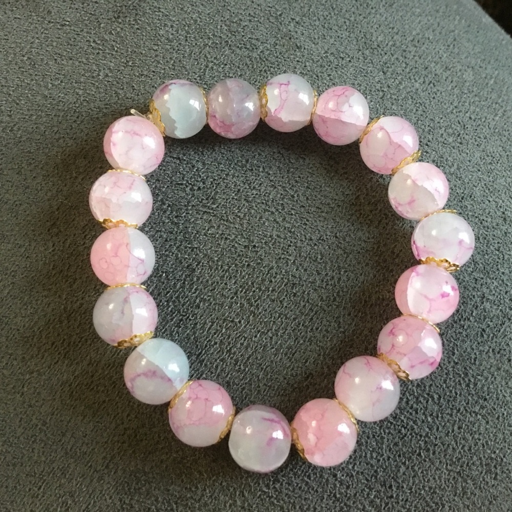 Marbled Pink Beaded Bracelet